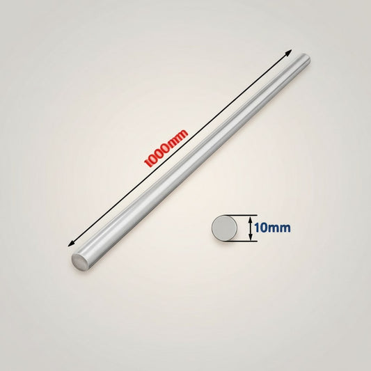DIY AUTOMATION 1000mm metal rod, 10mm diameter, silver, for DIY and industrial applications.