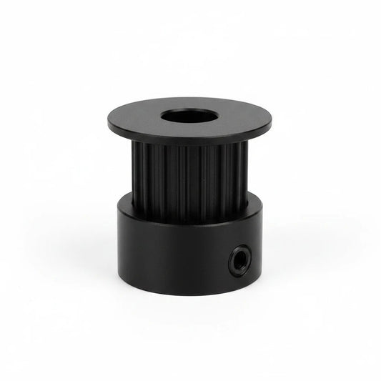 DIY AUTOMATIONS black aluminum 16-tooth timing pulley with 6mm bore for 3D printers and CNC machines.