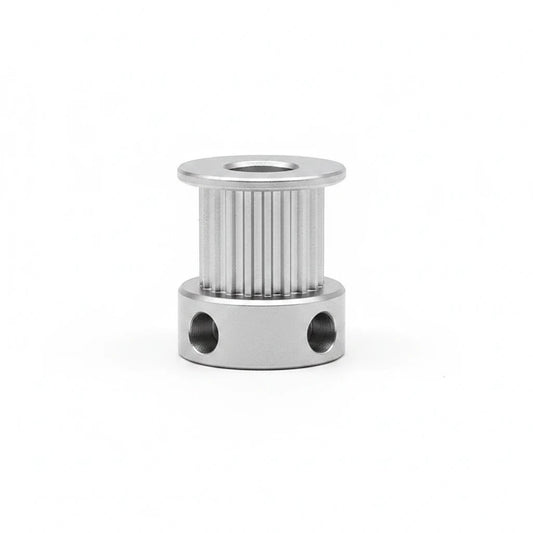 DIY AUTOMATIONS silver aluminum 16-tooth timing pulley for 10mm belt with 5mm bore and M3 mounting holes.