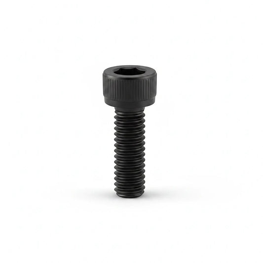 DIY AUTOMATIONS black M4x16 socket head screw with a knurled cylindrical head isolated on a white background