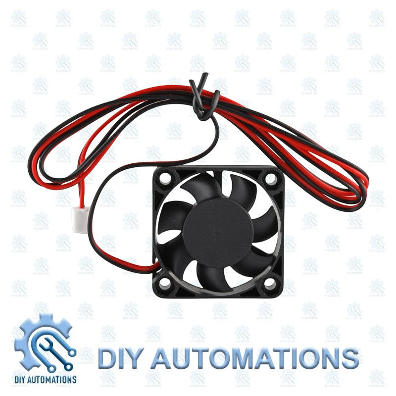 DIY Automations black 40x10mm 3D printer extruder cooling fan with red and black wires.