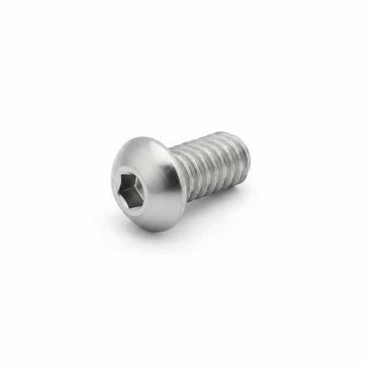 DIY AUTOMATIONS M6x10mm stainless steel button head socket cap screw with a hex drive in a silver finish.