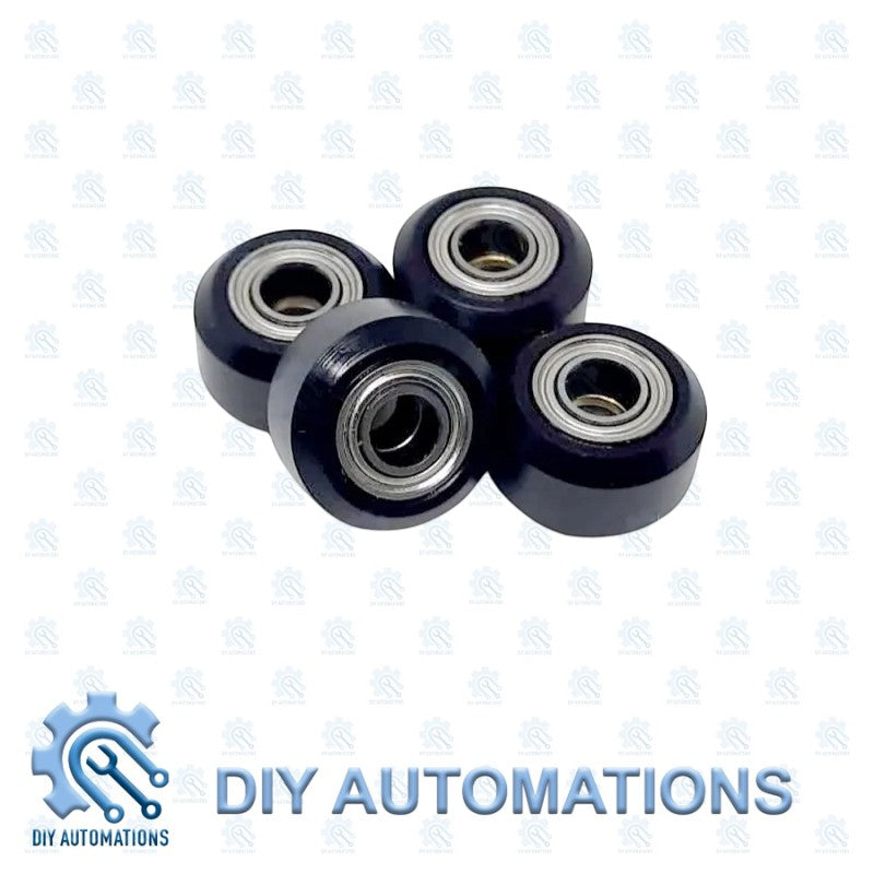 DIY Automations black solid V wheel kit with bearings, set of 4, for V-Slot aluminum rails, 3D printers, CNC machines.
