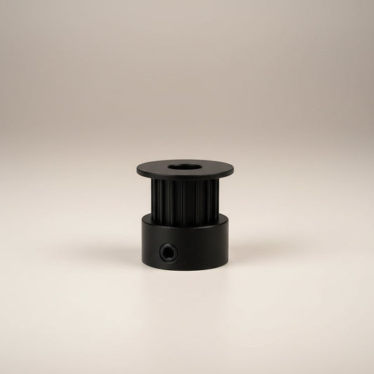 DIY AUTOMATIONSH black 16-tooth aluminum timing pulley with 5mm belt width and 6mm bore for automation projects.