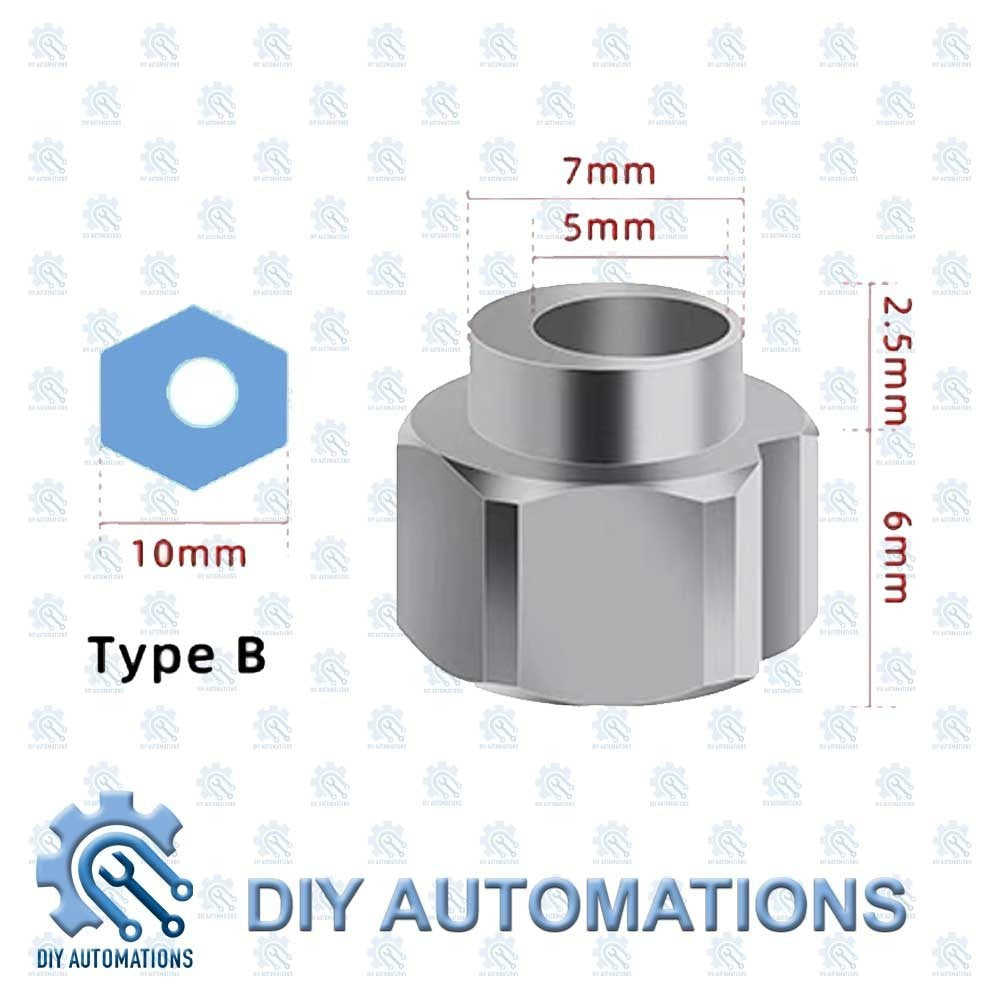 DIY Automations Eccentric Sleeve Type B-10*6, silver metal, 10mm width, 6mm height, 5mm inner diameter.