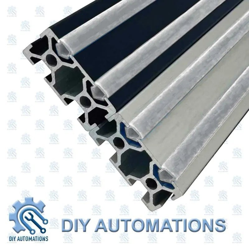 DIY Automations Strip 4040 grey aluminum extrusion profile with black and silver accents, 8x10x10mm.