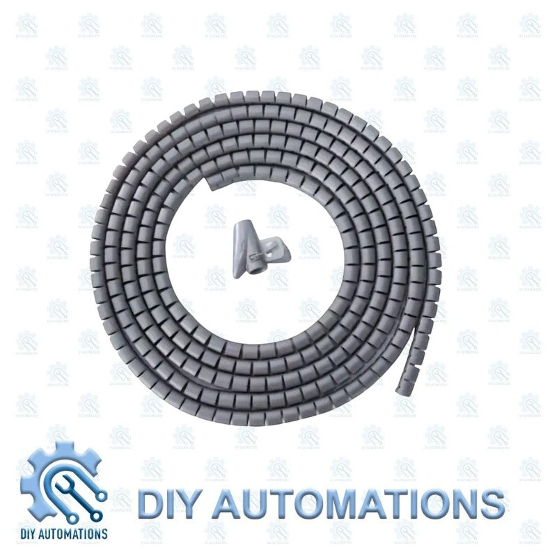 DIY Automations grey 10mm spiral cable wrap strip for organizing wires