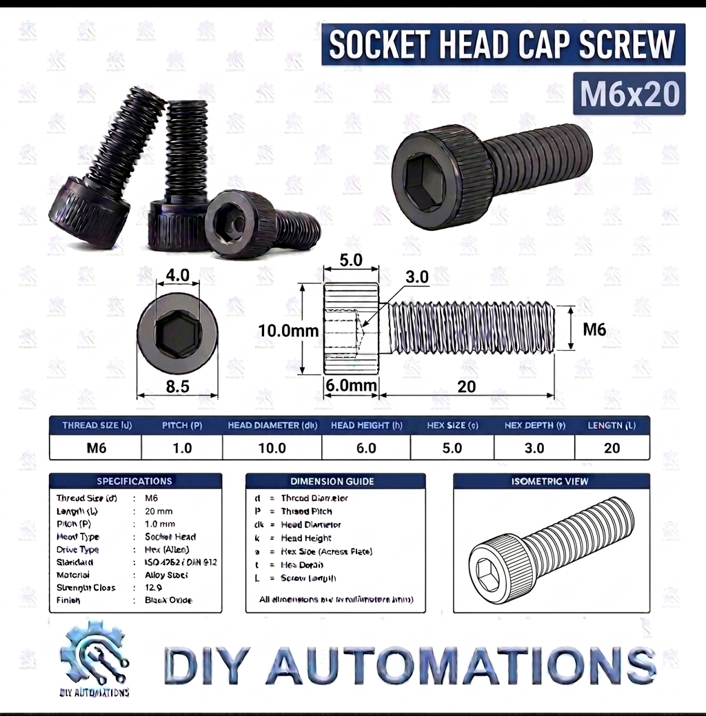 (Socket Head Screw) SHS M6x20 BLACK