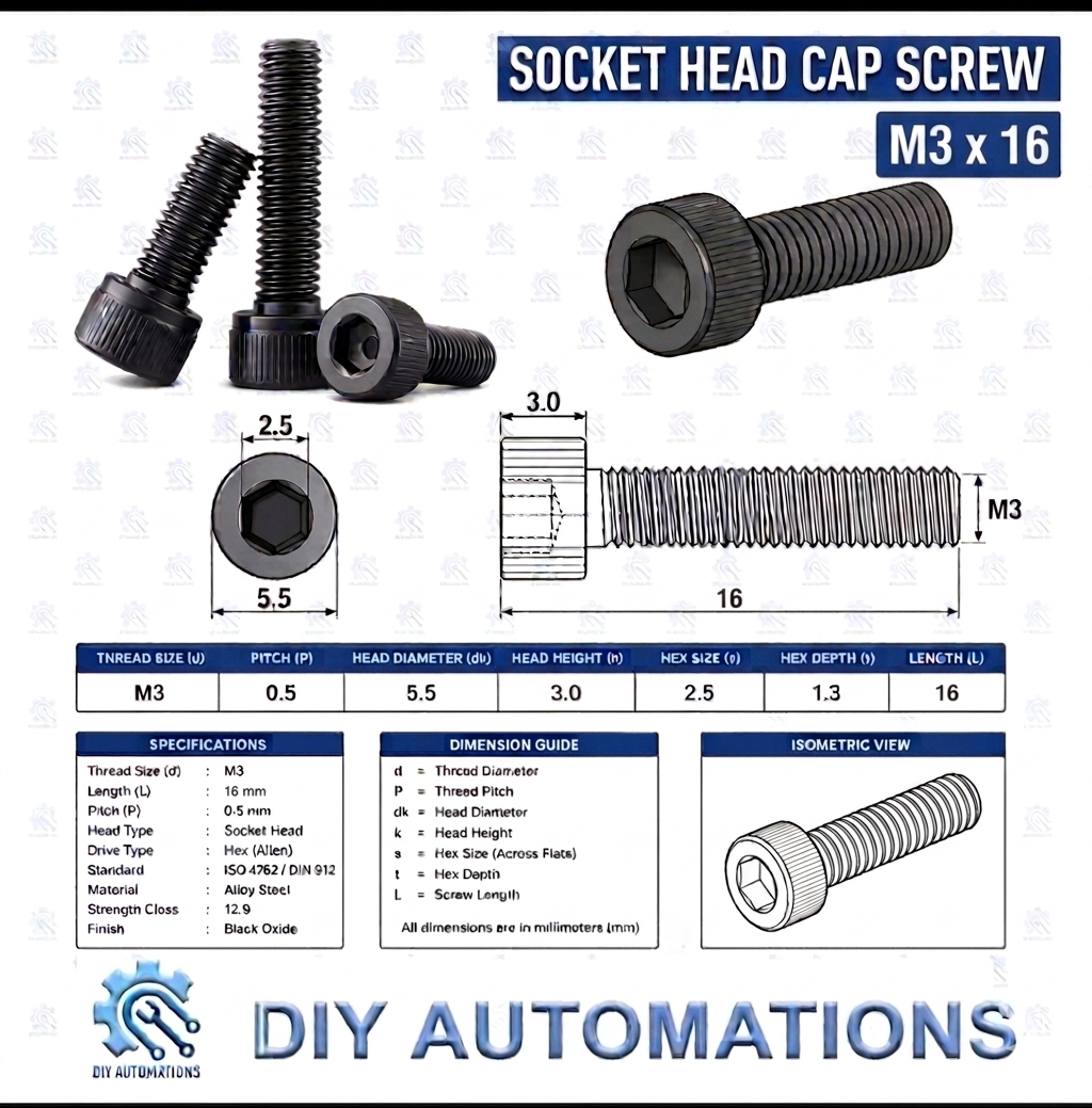 (Socket Head Screw) SHS M3x16 BLACK