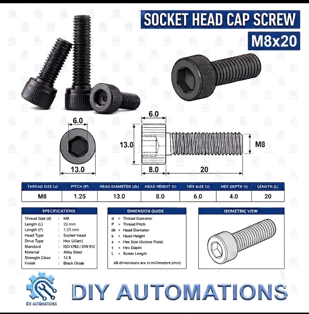 (Socket Head Screw) SHS M8x20 BLACK