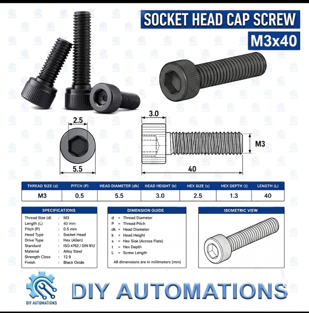(Socket Head Screw) SHS M3x40 BLACK