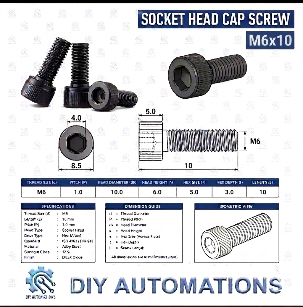 (Socket Head Screw) SHS M6x10 BLACK