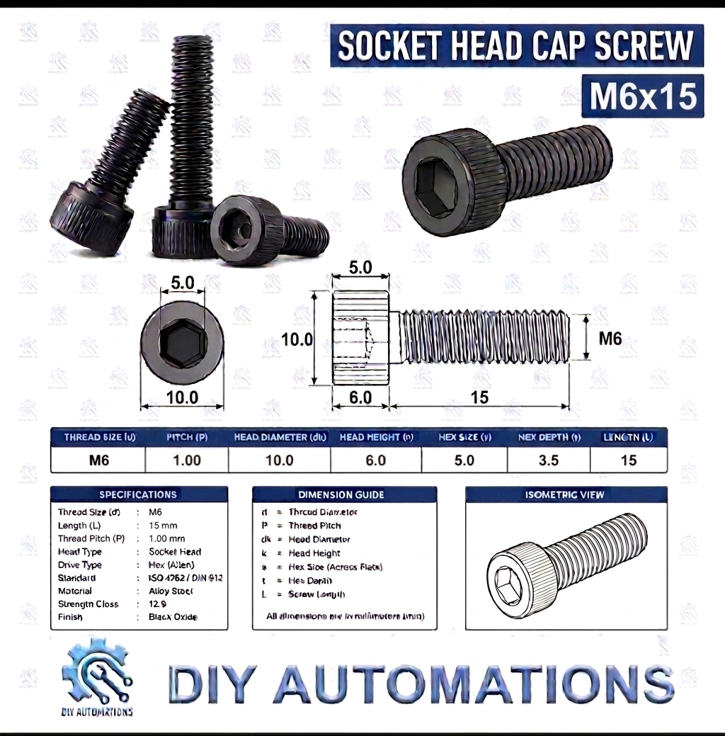 (Socket Head Screw) SHS M6x15 BLACK