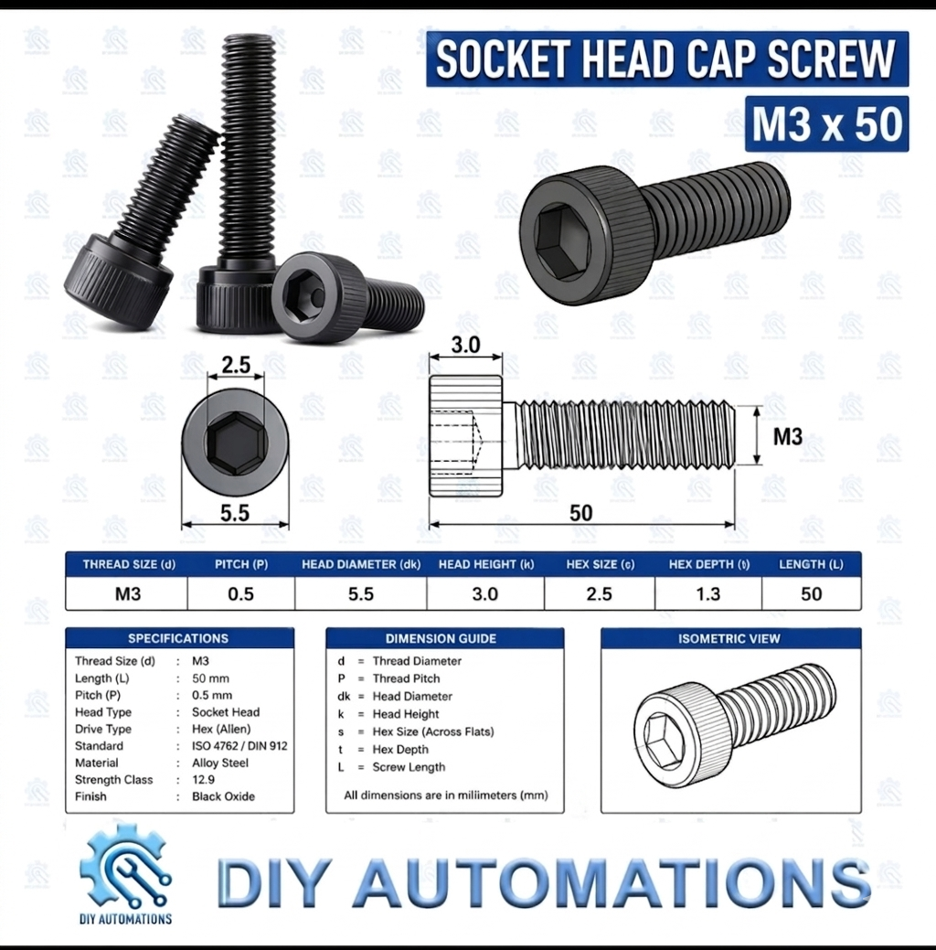 (Socket Head Screw) SHS M3x50 BLACK