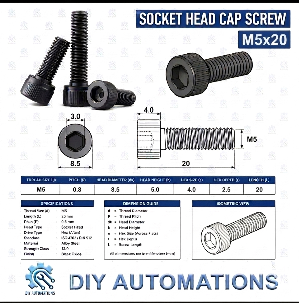 (Socket Head Screw) SHS M5x20 BLACK