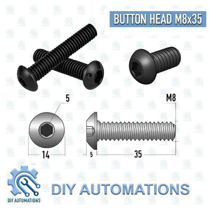 (Button Head Screw) Bhs M8x35 (BLACK) Button Head Socket Cap Screws - DIY AUTOMATIONS