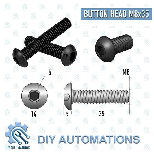 (Button Head Screw) Bhs M8x35 (BLACK) Button Head Socket Cap Screws - DIY AUTOMATIONS