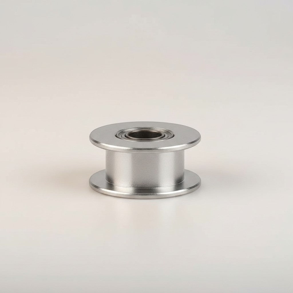 DIY AUTOMATIONSH silver aluminum 16-tooth timing pulley wheel with integrated bearing for 6mm GT2 belts.