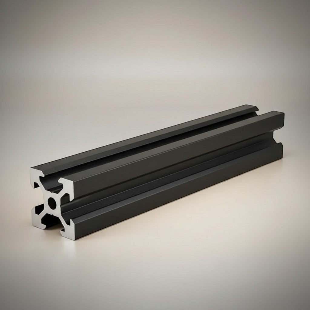 DIY AUTOMATION 2020 black aluminum extrusion profile, 2000mm length, T-slot design for custom frames, workbenches, and 3D printers.