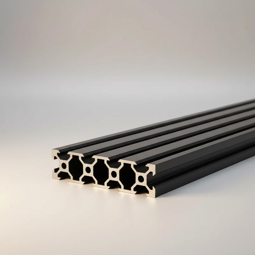 DIY AUTOMATION 2080 black aluminum extrusion profile, 2000mm length, V-slot design for custom frames, CNC, 3D printers.