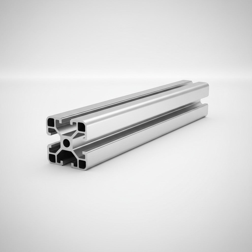 DIY AUTOMATION silver anodized aluminum T-slot extrusion profile, 40x40mm, for industrial and DIY projects.