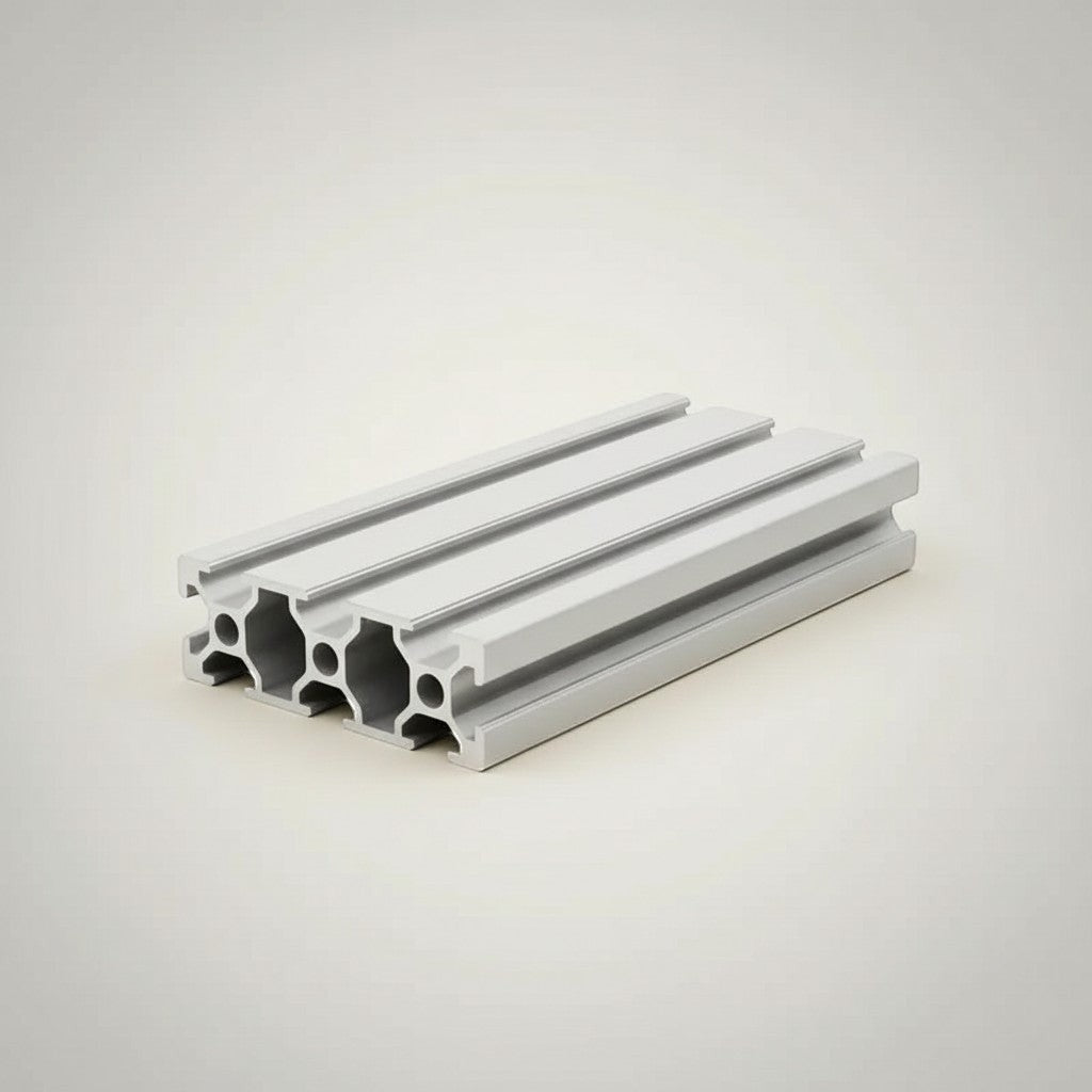 DIY AUTOMATION aluminum extrusion profile, T-slot design, silver aluminum, for construction and automation projects.