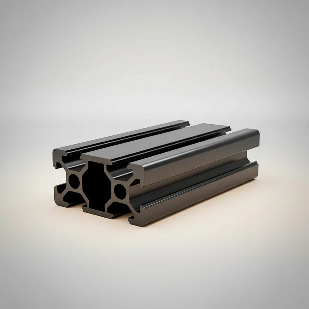 DIY AUTOMATION black aluminum T-slot extrusion profile, 1000mm length, ideal for custom frames and automation projects.