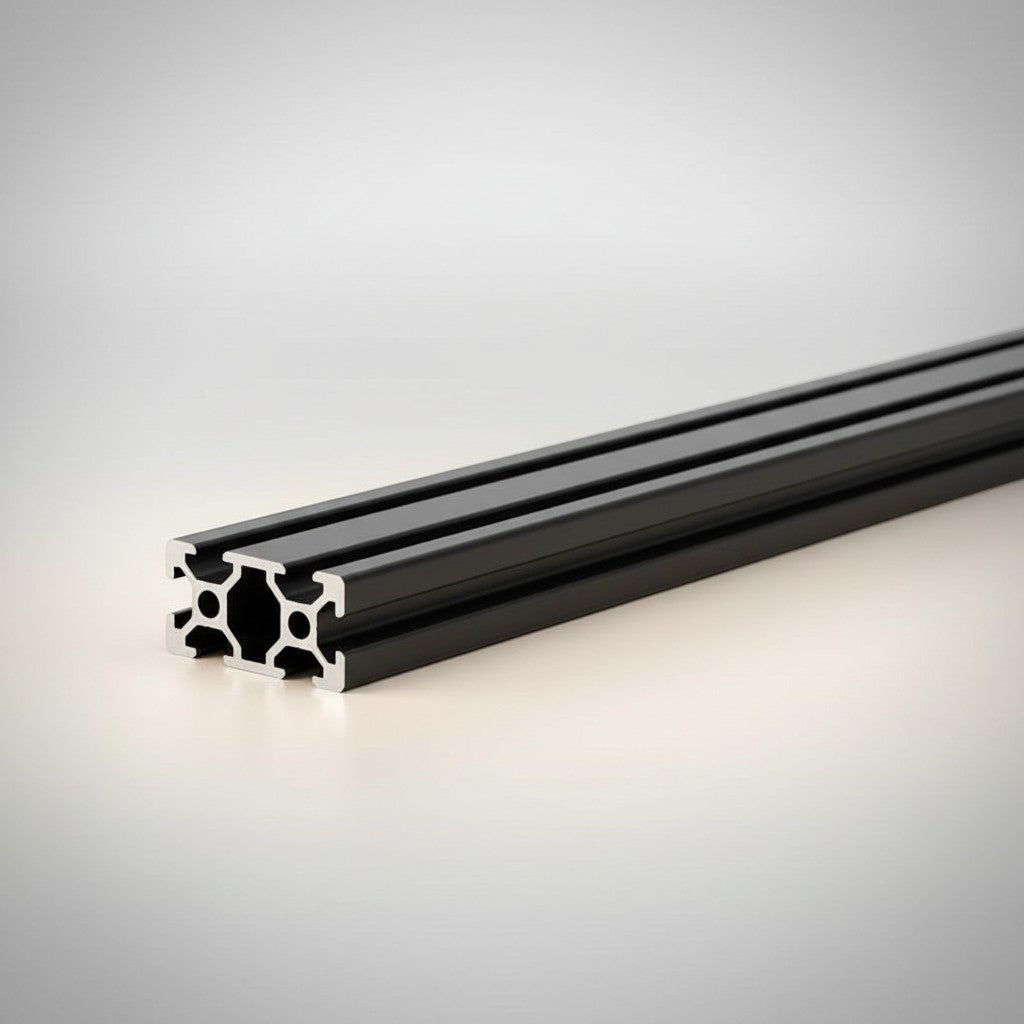 DIY AUTOMATION black anodized aluminum extrusion profile with V-slot design, 2000mm length, ideal for custom frames and automation equipment.