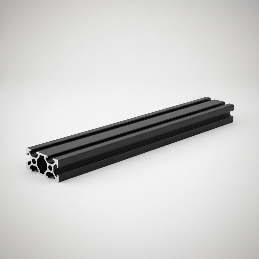 DIY AUTOMATION black anodized aluminum extrusion profile with V-slot design, 2000mm length, ideal for custom frames and automation equipment.