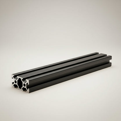 DIY AUTOMATION black anodized aluminum extrusion profile with V-slot design, 2000mm length, ideal for custom frames and automation equipment.
