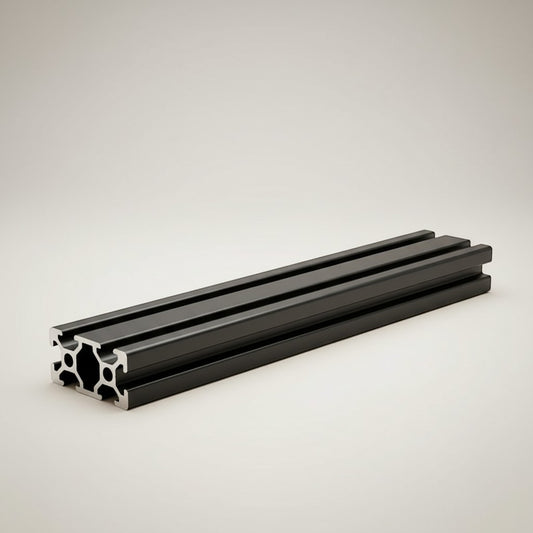 DIY AUTOMATION black anodized aluminum extrusion profile with V-slot design, 2000mm length, ideal for custom frames and automation equipment.