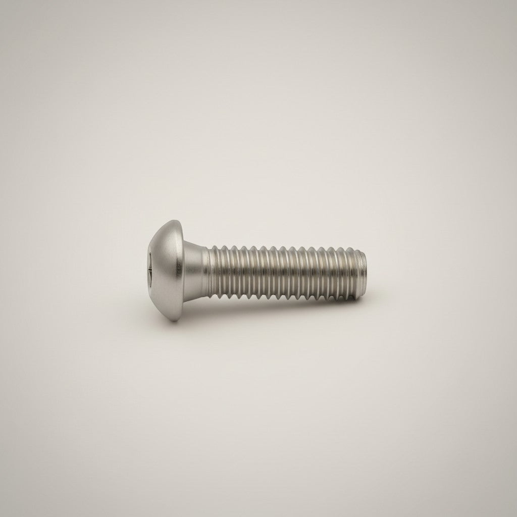 DIY AUTOMATION Silver M6x25mm stainless steel button head machine screw with hex socket drive.