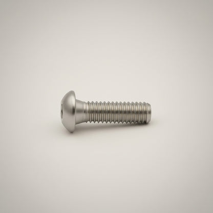 DIY AUTOMATION Silver M6x25mm stainless steel button head machine screw with hex socket drive.