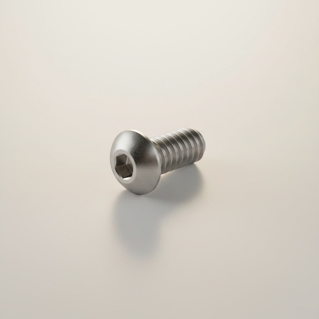 DIY AUTOMATION Silver M6x25mm stainless steel button head machine screw with hex socket drive.