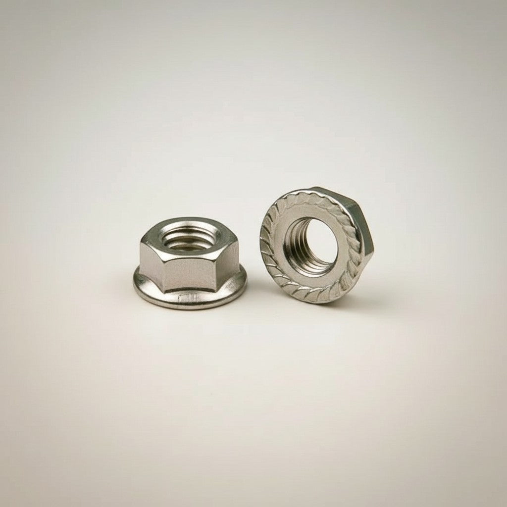 DIY AUTOMATION Hexa Nut M3 Flanged Hex Nut, stainless steel, with serrated flange for secure locking.