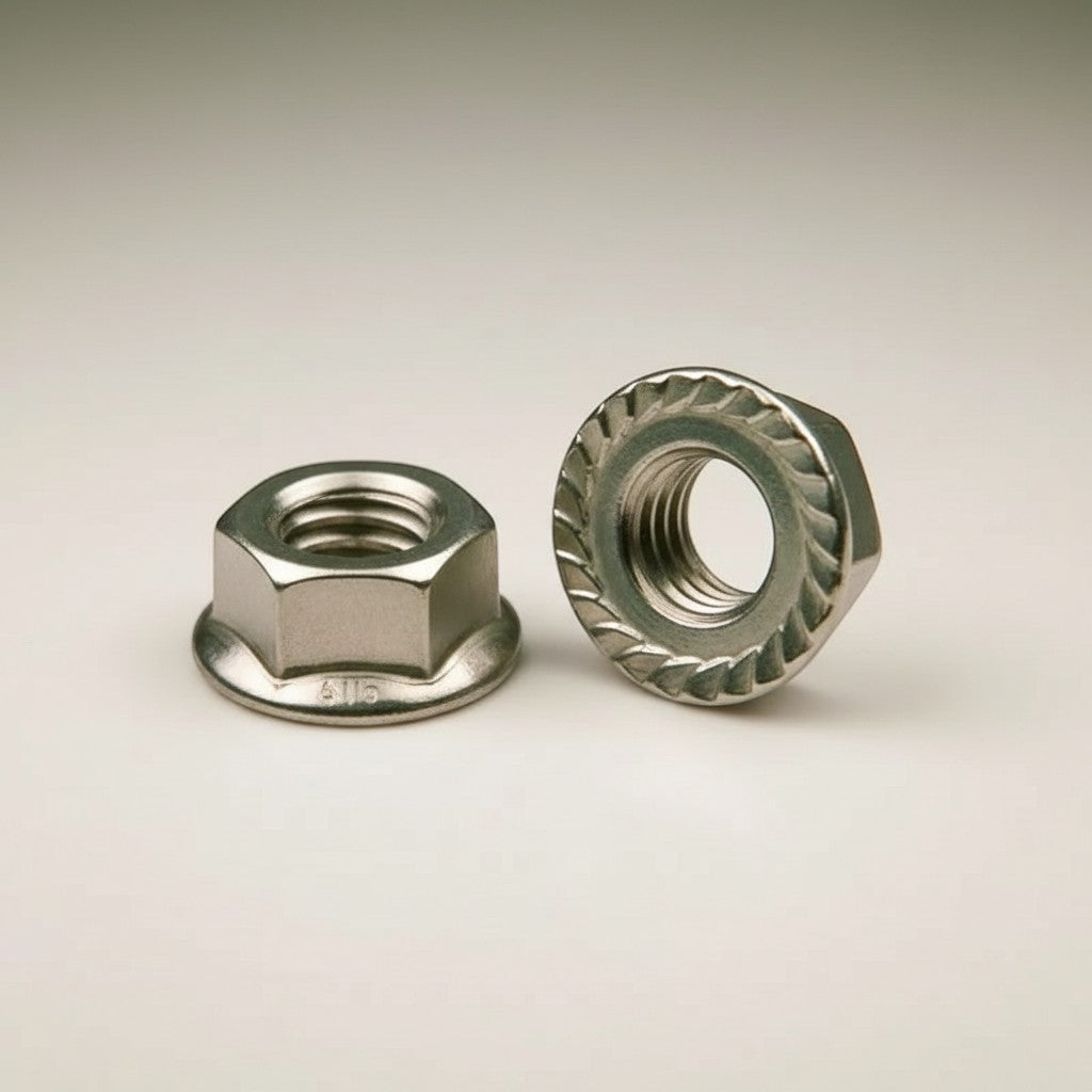 DIY AUTOMATION Hexa Nut M3 Flanged Hex Nut, stainless steel, with integrated serrated flange for secure fastening.