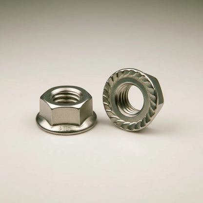 DIY AUTOMATION Hexa Nut M3 Flanged Hex Nut, stainless steel, with integrated serrated flange for secure fastening.