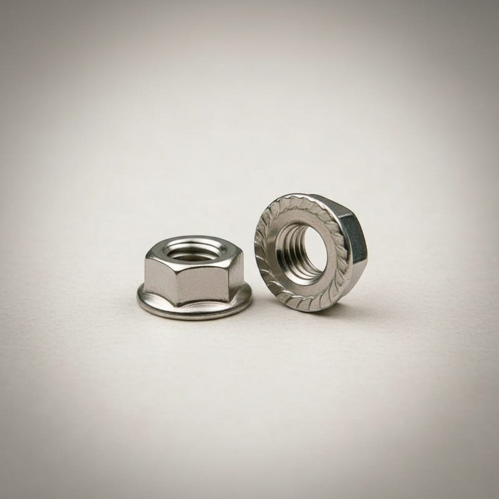 DIY AUTOMATION Hexa Nut M3 Flanged Hex Nut, stainless steel, with integrated serrated flange for secure fastening.