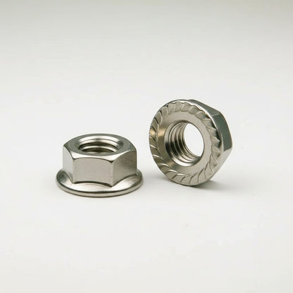 DIY AUTOMATION Hexa Nut M4 Flanged Hex Nut, stainless steel, with integrated washer and serrated flange for secure grip.
