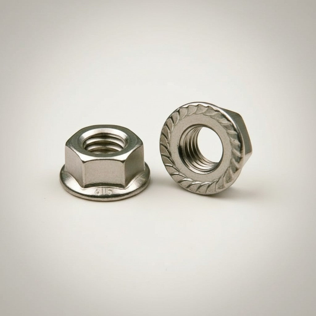 DIY AUTOMATION stainless steel M5 flanged hex nut with serrated underside for secure fastening.