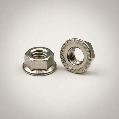DIY AUTOMATION stainless steel M5 flanged hex nut with serrated underside for secure fastening.