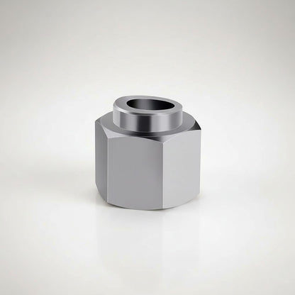 DIY AUTOMATIONSH hexagonal metal fitting with central bore, silver-toned metal, ideal for automation projects.