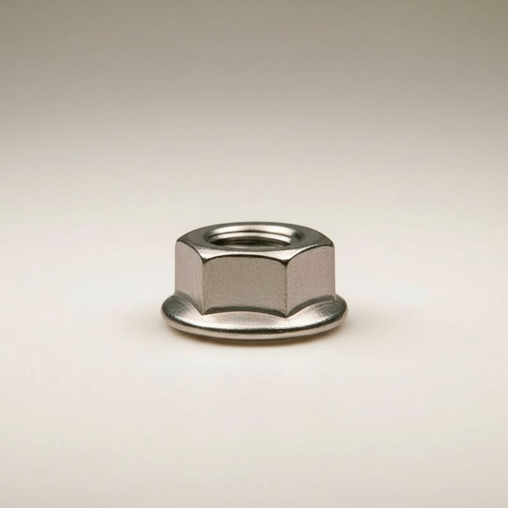 DIY AUTOMATION stainless steel M5 flanged hex nut fastener with serrated underside for enhanced grip.