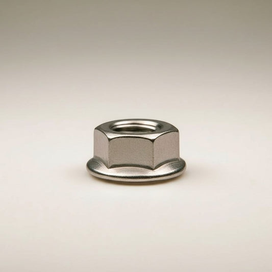 DIY AUTOMATION stainless steel M5 flanged hex nut fastener with serrated underside for enhanced grip.