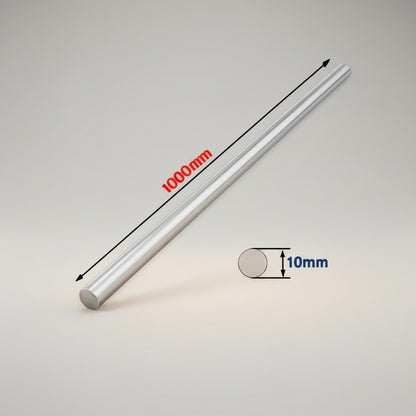 DIY AUTOMATION 1000mm metal rod, 10mm diameter, silver, for DIY and industrial applications.