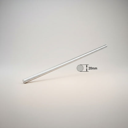 DIY AUTOMATION 20x1000mm round metal rod, silver, 20mm diameter, 1000mm length, smooth finish