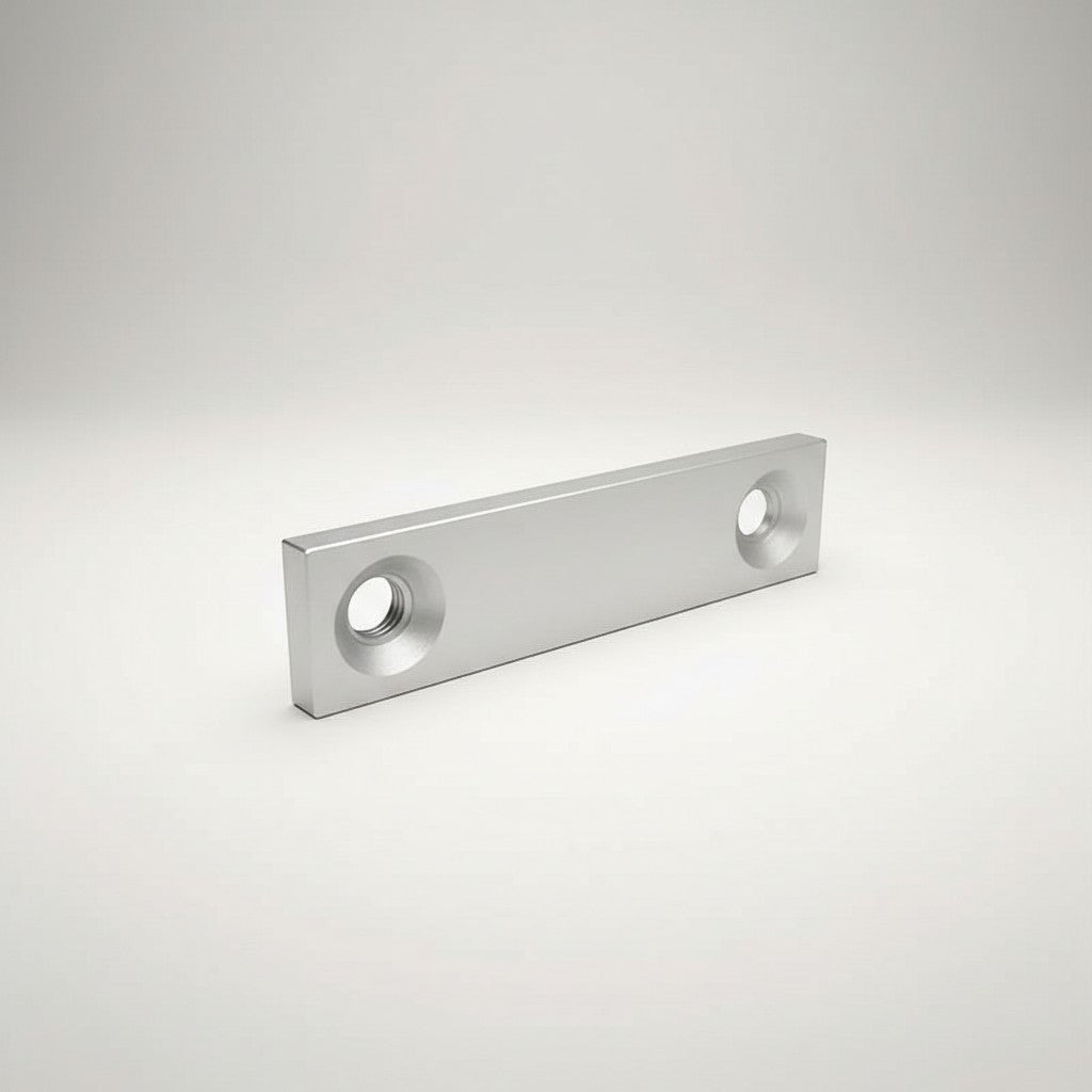 DIY AUTOMATIONSH silver aluminum mounting bracket, 20x80mm, with two holes for secure installations.
