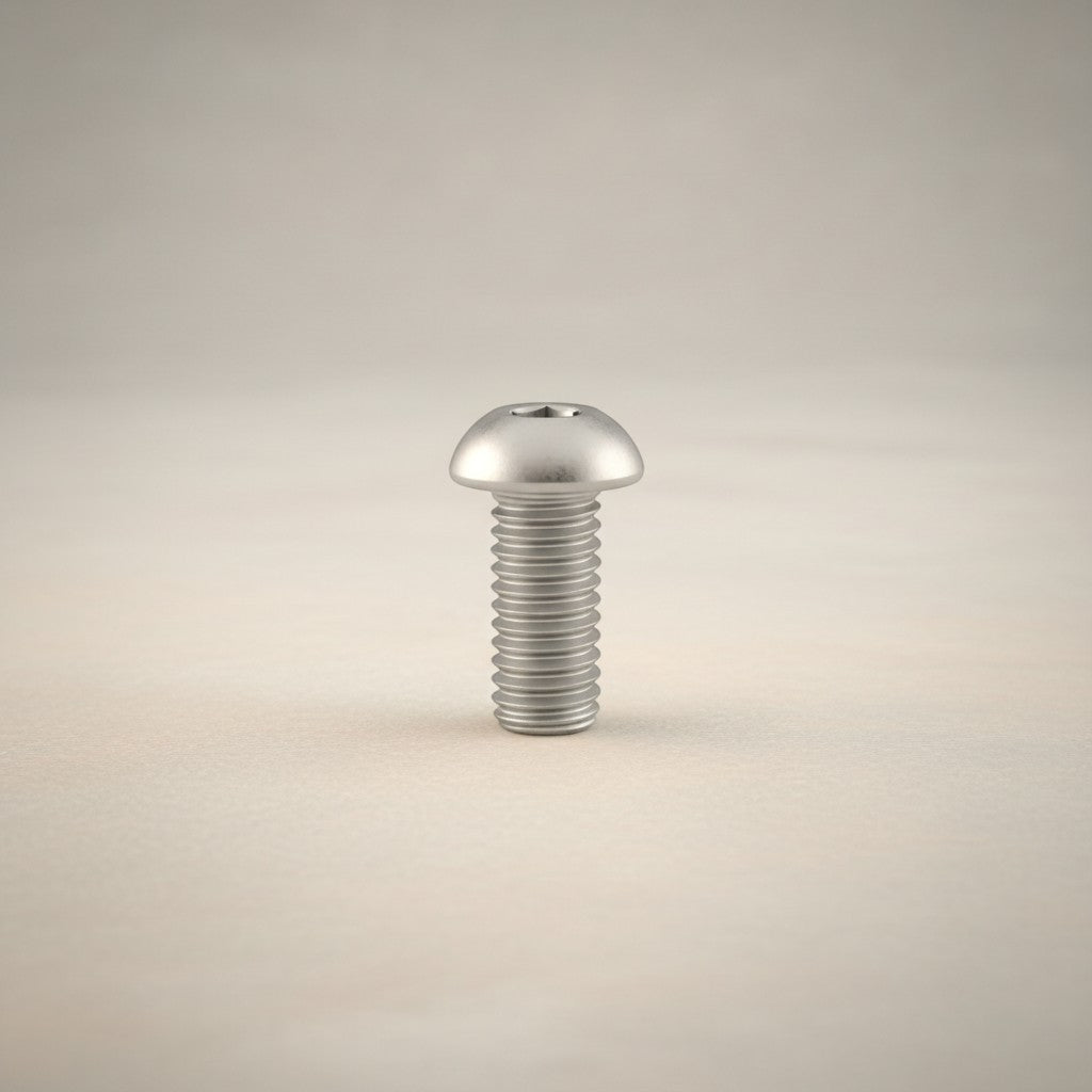 DIY AUTOMATION Silver M6x25mm stainless steel button head machine screw with hex socket drive.