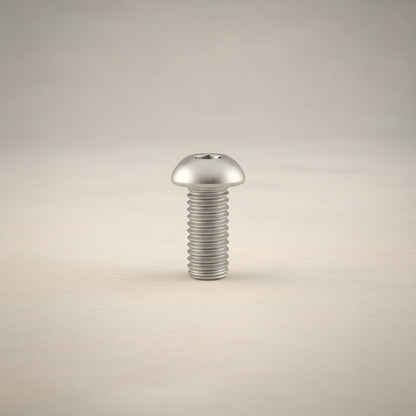 DIY AUTOMATION Silver M6x25mm stainless steel button head machine screw with hex socket drive.