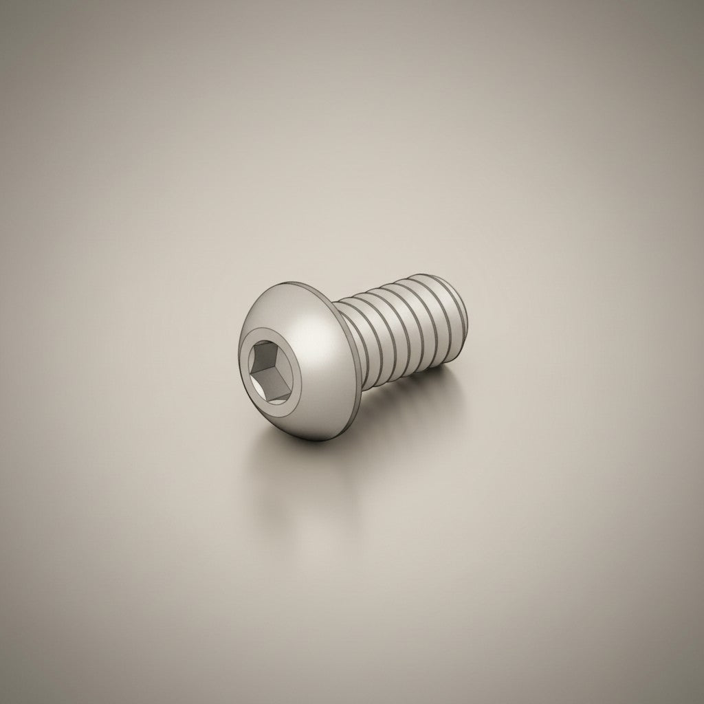 DIY AUTOMATION Silver M6x25mm stainless steel button head machine screw with hex socket drive.